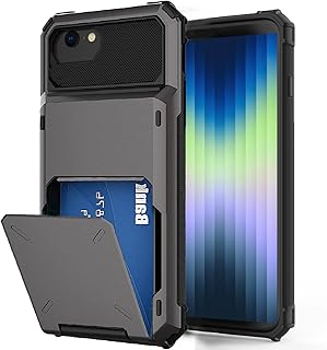 for iPhone SE 2020/2022 Case,iPhone 8 case,iPhone 7/6 case with Card Holder[Store 5 Cards] Wallet Case,Hidden Card Slot Heavy Dual Layer Shockproof Protective Phone Case for iPhone 8/7/6/SE,Grey